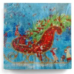 Weihnachtsservietten Mit Schlittenmotiv