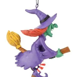 Fliegende Hexe Christbaumkugel 10cm -Finster Mode Haus hexe auf besen weihnachtskugel halloween und horror weihnachtsdeko flying witch hanging ornament 54757 3
