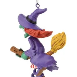 Fliegende Hexe Christbaumkugel 10cm -Finster Mode Haus hexe auf besen weihnachtskugel halloween und horror weihnachtsdeko flying witch hanging ornament 54757 4