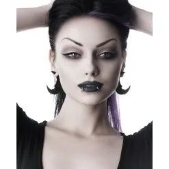 Schwarze Halbmond Ohrringe KILLSTAR -Finster Mode Haus killstar black crescent moon ohrringe killstar crescent moon earrings gothic schmuck 51892 03