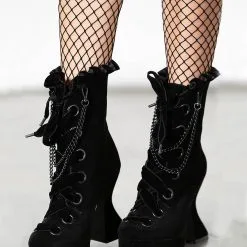 Deadly Twin Stiefeletten KILLSTAR -Finster Mode Haus killstar deadly twin boots mit ketten applikation killstar gothic boots killstar boots gothic accessoire und geschenkartikel 52766 2