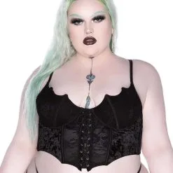 Fledermaus Spitzen Bustier KILLSTAR -Finster Mode Haus killstar fledermaus spitzen bustier killstar fang lace bustier killstar dessous gothic mode 51379 05