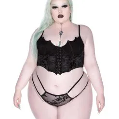 Fledermaus Spitzen Bustier KILLSTAR -Finster Mode Haus killstar fledermaus spitzen bustier killstar fang lace bustier killstar dessous gothic mode 51379 06