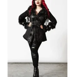 Flies By Night Kunstpelz Mantel KILLSTAR -Finster Mode Haus killstar flies by night kunstfell mantel killstar flies by night faux fur coat killstar fashion 52105 03