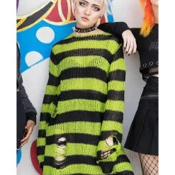 Slimer Strickpullover KILLSTAR -Finster Mode Haus killstar slimer strickpullover soft knit sweater gothic fashion shop 51983