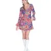Hippie Minikleid Psychedelic XL -Finster Mode Haus psychedelic hippie minikleid 60er jahre hippie kleid flower power minikleid 8801079 01