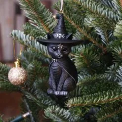 Purrah Hexenkatze Christbaumkugel 11cm -Finster Mode Haus purrah hexenkatze weihnachtskugel gothic christbaumkugel purrah witch cat hanging ornament 51092 07