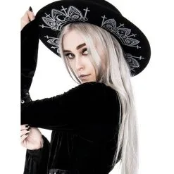 Schwarzer Hexenhut Mit Astrologie Symbolen 9 Schwarzer Hexenhut Mit Astrologie Symbolen -Finster Mode Haus schwarzer hexenhut mit wahrsage symbolen black witch hat with fortune teller symbols 54548 03