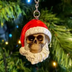 Schlüsselanhänger Totenkopf Weihnachtsmann -Finster Mode Haus totenkopf weihnachtsmann schluesselanhaenger santa claus skull keychain 29413 2